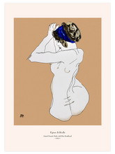 Egon Schiele Seated Female Nude with Blue Headband - Art Print